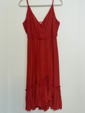 Lush Red Sleeveless V-Neck Maxi Dress